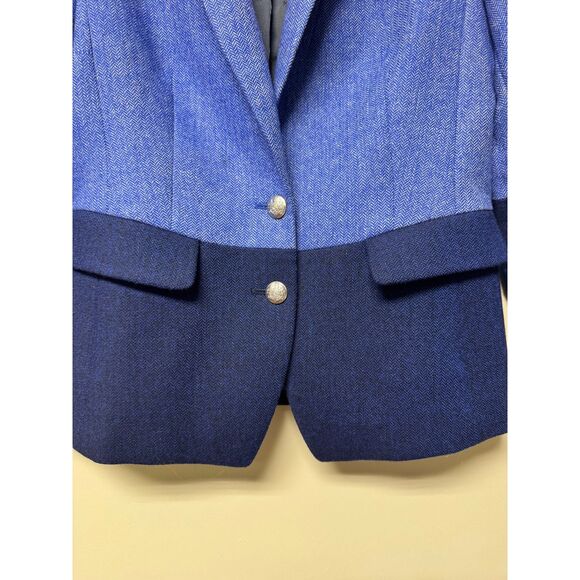 BANANA REPUBLIC H*cking Jacket Colorblock Bright Blue Wool Blend, Sz 4 - Picture 8 of 16